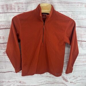 Simms Sweater Mens Medium Burnt Orange 1/4 Zip Fleece Pullover Jacket Outdoors